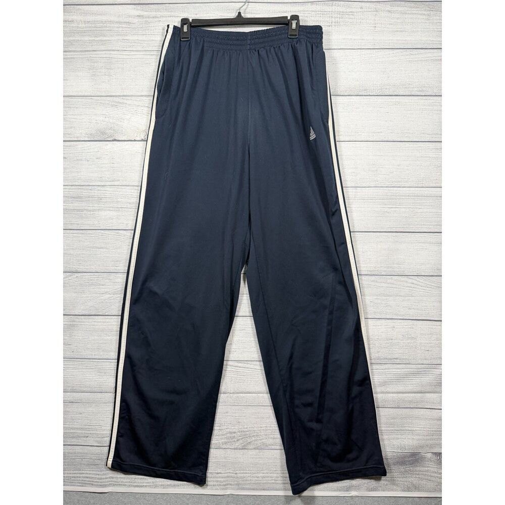 Adidas Men's XL Navy Blue White 3 Stripe Athletic Track Pants 1511 -